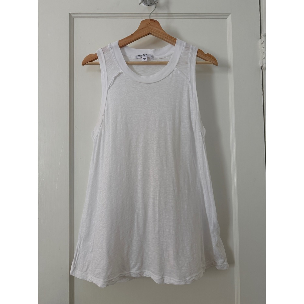 Stateside Anthropologie White Supima Cotton Tank Top Crew Neck Womens M Boho